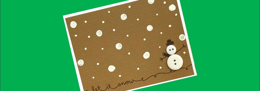 card with snow and snowman