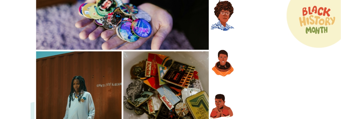 people with handmade buttons