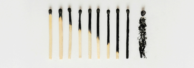 progressively more burnt matches