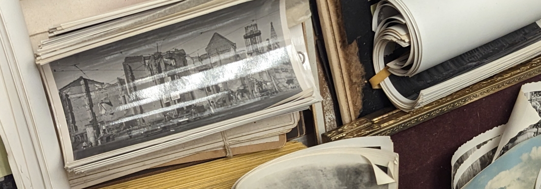 boxes of photographs and papers