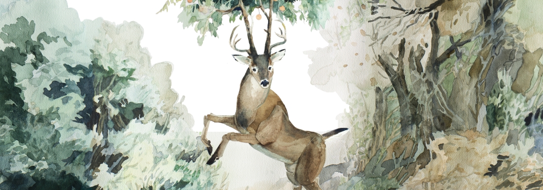 painting of deer on hind legs