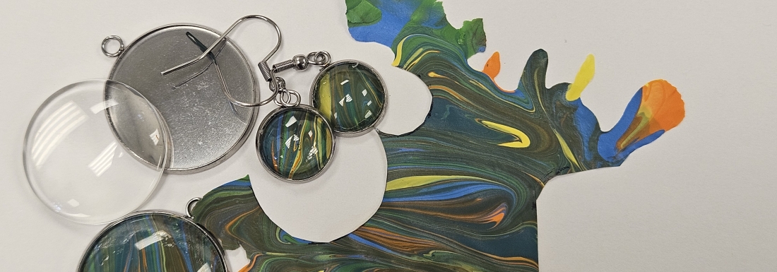earrings made with fluid art
