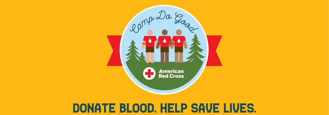 camp style badge for blood drive