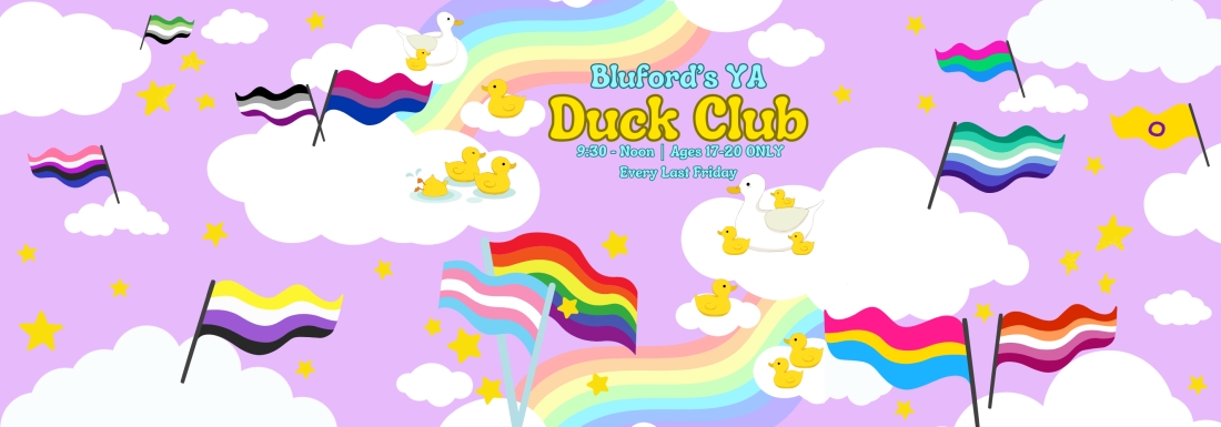 illustrated rubber ducks in clouds with various flags