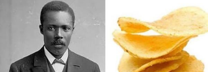 photo of man and photo of potato chips