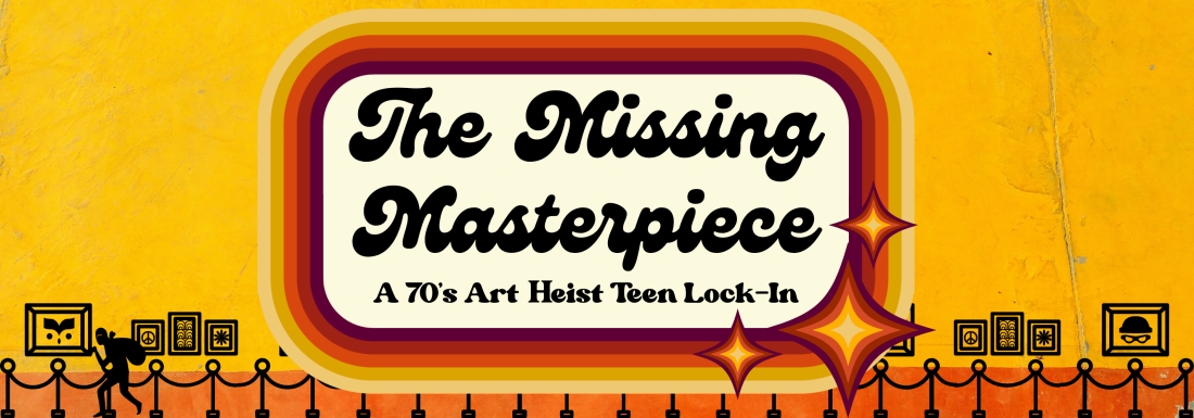 70s styled illustrations of an art heist