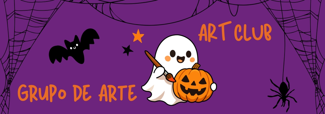 illustration of bat, ghost, pumpkin, and spider