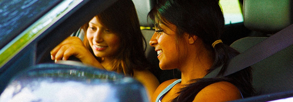 two women in car