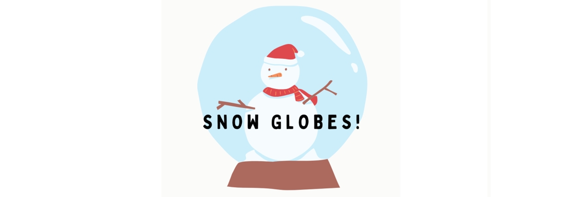 illustration of snowman in snow globe