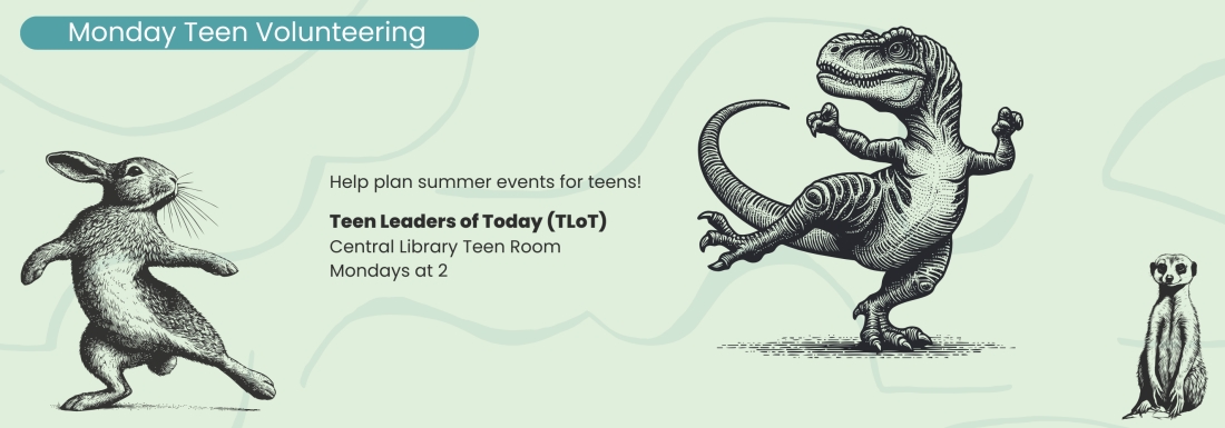 illustrations of rabbit, t-rex, and meerkat