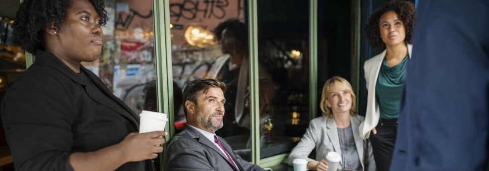 group of people with coffees
