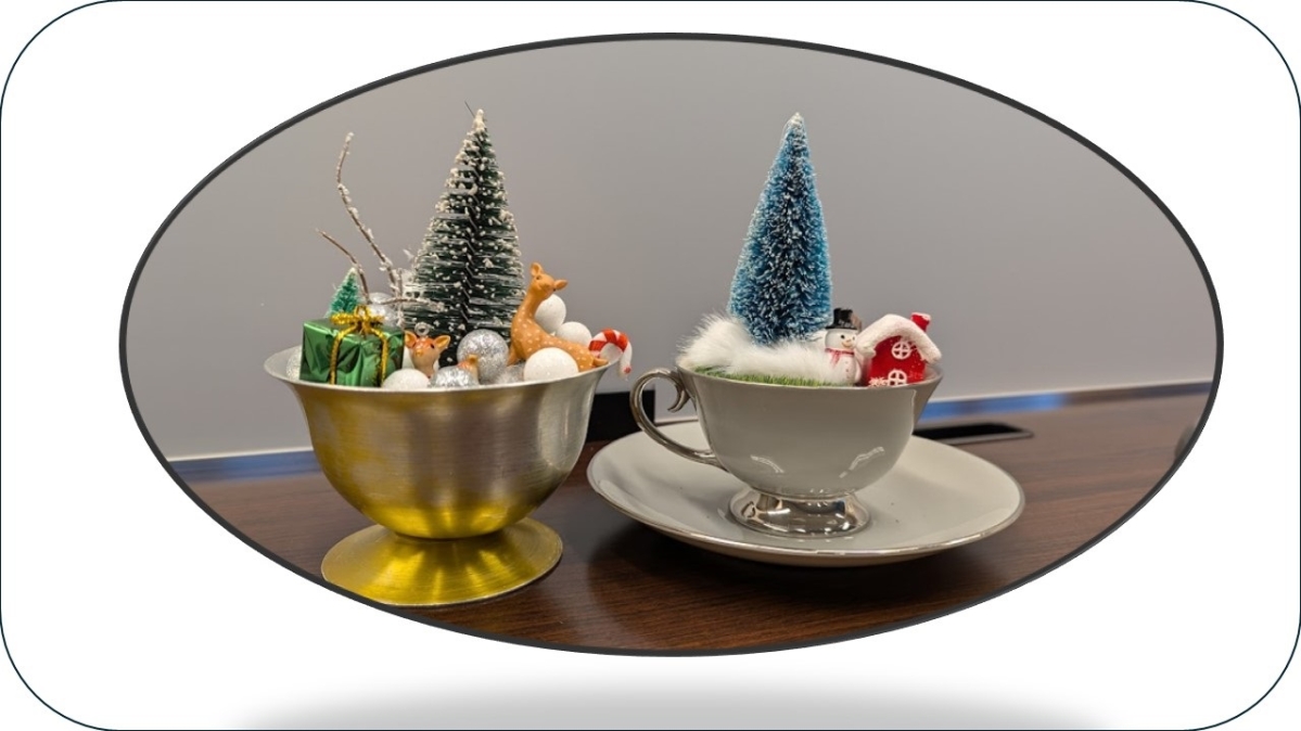 winter fairy garden in cups