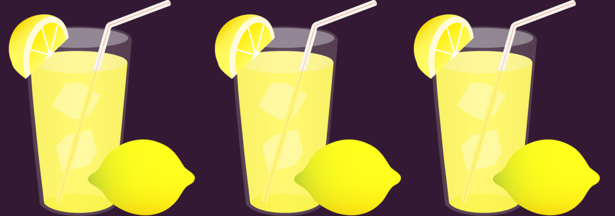 illustration of 3 glasses of lemonade with straw