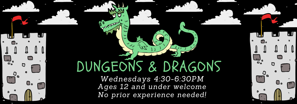 illustration of dragon, castles, and clouds