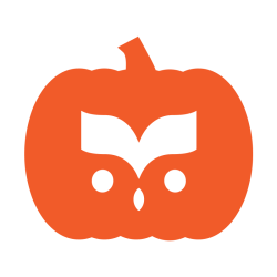 pumpkin with library logo