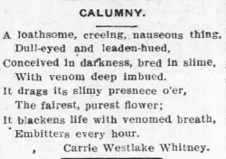 Carrie Westlake Whitney's Calumny poem