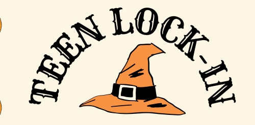 illustration of witch's hat and Jacko lanterns 