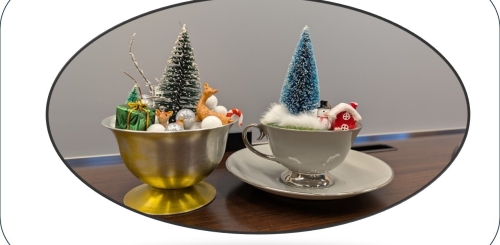 winter fairy garden in cups