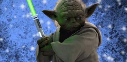 Yoda with lightsaber