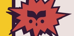 owl logo in comic bubble