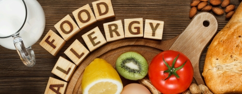 various food with wooden blocks