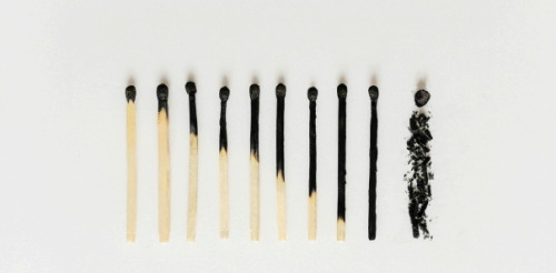 progressively more burnt matches