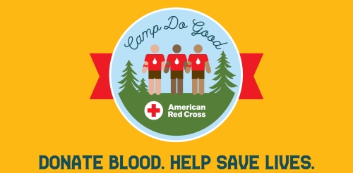 camp style badge for blood drive