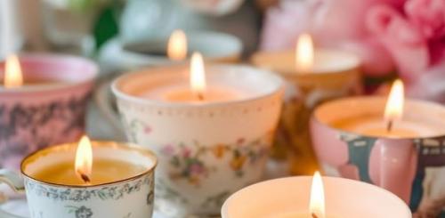 candles made inside tea cups