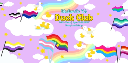 illustrated rubber ducks in clouds with various flags