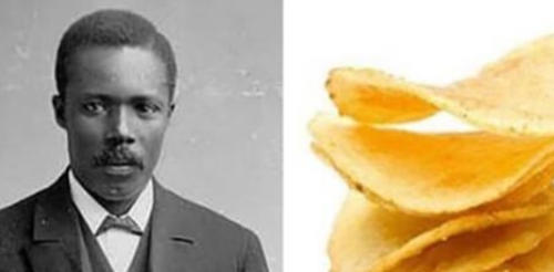 photo of man and photo of potato chips