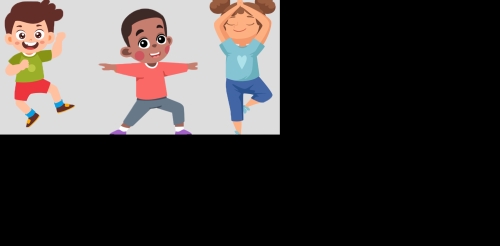 illustrations of 4 children doing yoga