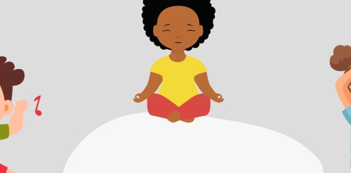 illustrations of kids dancing and in yoga poses