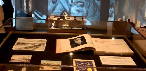 Display of some of the items in the Library's collection at "Disney100: The Exhibition" at Union Station