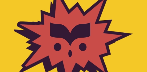 owl logo in comic bubble