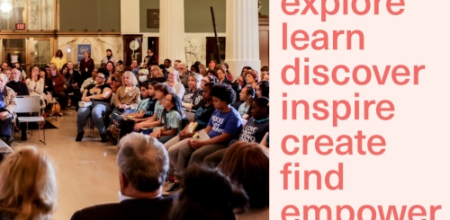 group of people around stage