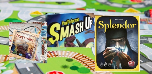 three board game box covers