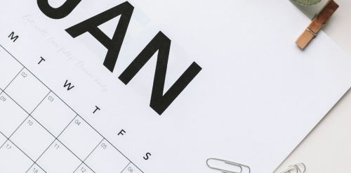 A page from a calendar with January at the top.